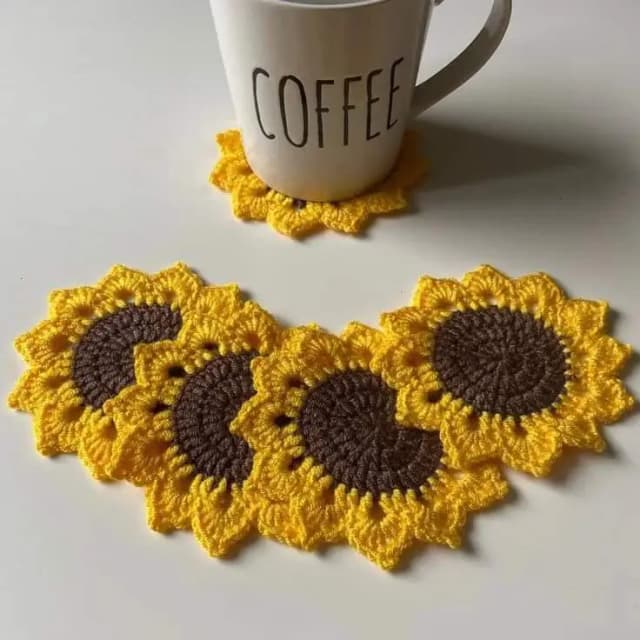 Pack of 6 Sunflower Coasters