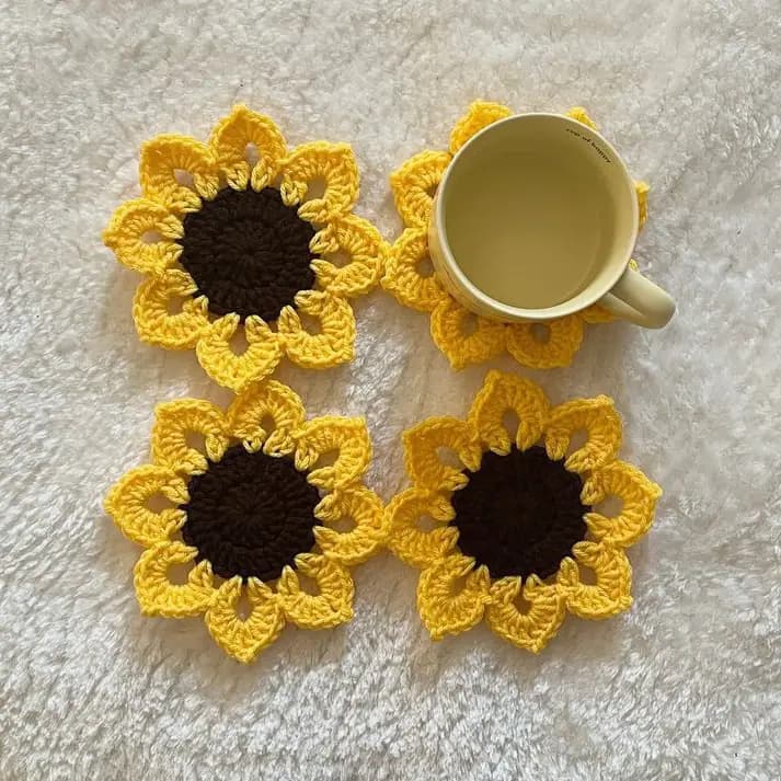 Pack of 6 Sunflower Coasters