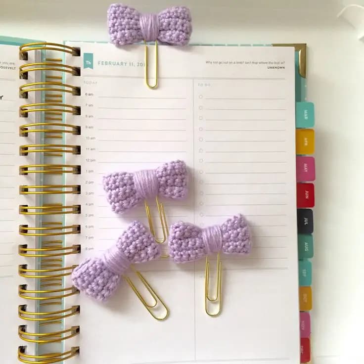 Hand Crocheted Bow Paper Clips ( Pack of 4 )